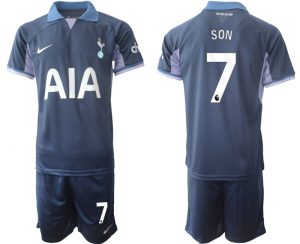 Tottenham Hotspur Son Heung-min #7 Uit tenue 2023-24 Mensen Korte Mouw (+ Korte broeken) Voetbalshirts