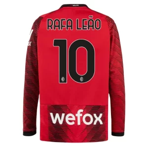 AC Milan Rafael Leão #10 Thuis tenue 2023-2024 Voetbalshirts Lange Mouwen