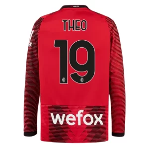 AC Milan Theo Hernandez #19 Thuis tenue 2023-2024 Voetbalshirts Lange Mouwen