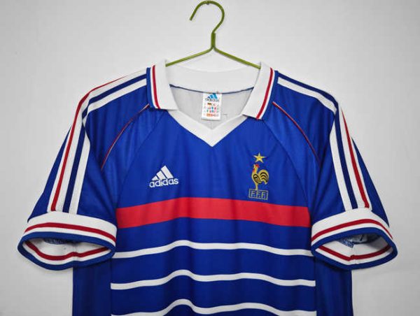 Frankrijk 1998 Thuis tenue Korte Mouw Retro Voetbalshirts-2