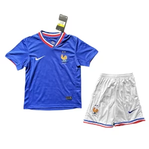Kids Frankrijk Thuis tenue EK 2024 Voetbalshirts Korte Mouw (+ Korte broeken)