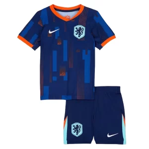 Kids Nederland Uit tenue EK 2024 Voetbalshirts Korte Mouw (+ Korte broeken)