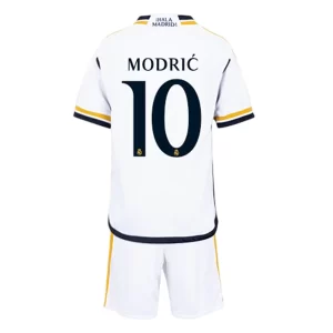 Kids Real Madrid Luka Modric #10 Thuis tenue 2023-2024 Voetbalshirts Korte Mouw (+ Korte broeken)