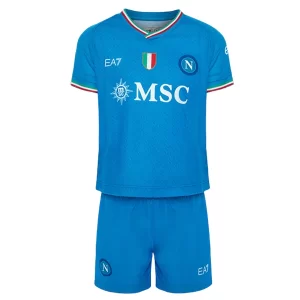 Kids SSC Napoli Thuis tenue 2023-2024 Voetbalshirts Korte Mouw (+ Korte broeken)