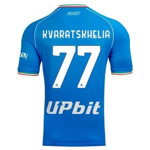 SSC Napoli Khvicha Kvaratskhelia #77 Thuis tenue 2023-2024 Voetbalshirts Korte Mouw