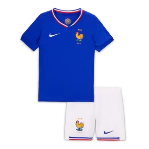 Kids Frankrijk Thuis tenue EK 2024 Voetbalshirts Korte Mouw (+ Korte broeken)
