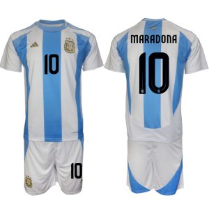 Argentinië Voetbaltenue 2024/25 Maradona #10 Thuis tenue Korte Mouw (+ Korte broeken)