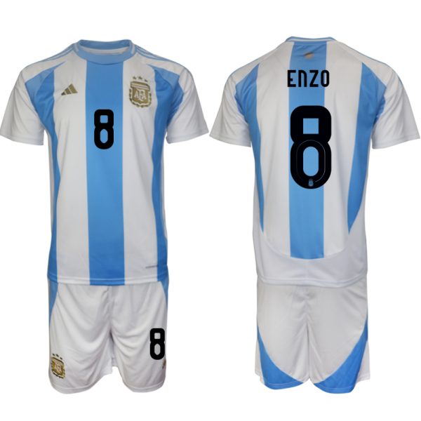 Argentinië Voetbaltenue 2024/25 Enzo Fernandez #8 Thuis tenue Korte Mouw (+ Korte broeken)