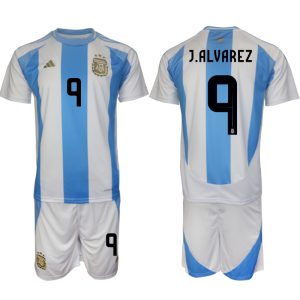 Argentinië Voetbaltenue 2024/25 Julian Alvarez #9 Thuis tenue Korte Mouw (+ Korte broeken)