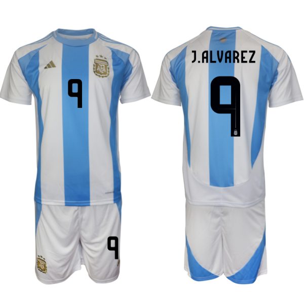 Argentinië Voetbaltenue 2024/25 Julian Alvarez #9 Thuis tenue Korte Mouw (+ Korte broeken)