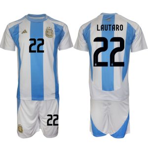 Argentinië Voetbaltenue 2024/25 Lautaro Martinez #22 Thuis tenue Korte Mouw (+ Korte broeken)