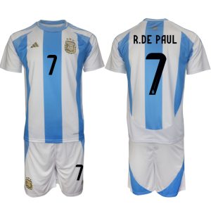 Argentinië Voetbaltenue 2024/25 Rodrigo de Paul #7 Thuis tenue Korte Mouw (+ Korte broeken)