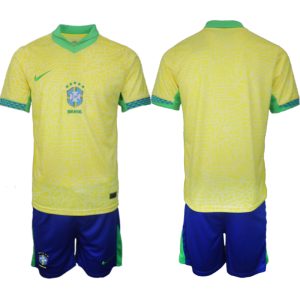 Copa América 2024 Brazilië Voetbaltenue 2024/25 Thuis tenue Korte Mouw (+ Korte broeken)