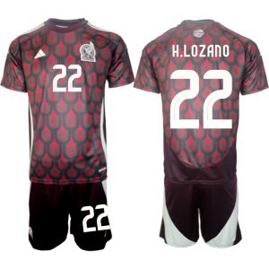 Copa América 2024 Mexico Voetbaltenue 2024/25 Hirving Lozano #22 Thuis tenue Korte Mouw (+ Korte broeken)
