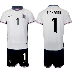 EK 2024 Engeland Voetbaltenue 2024/25 Jordan Pickford #1 Thuis tenue Korte Mouw (+ Korte broeken)