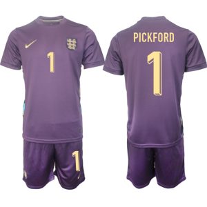 EK 2024 Engeland Voetbaltenue 2024/25 Jordan Pickford #1 Uit tenue Korte Mouw (+ Korte broeken)