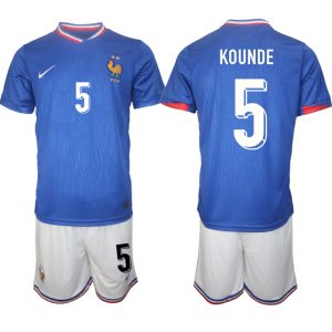 EK 2024 Frankrijk Voetbaltenue 2024/25 Jules Kounde #5 Thuis tenue Korte Mouw (+ Korte broeken)