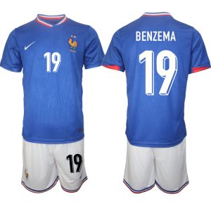 EK 2024 Frankrijk Voetbaltenue 2024/25 Karim Benzema #19 Thuis tenue Korte Mouw (+ Korte broeken)