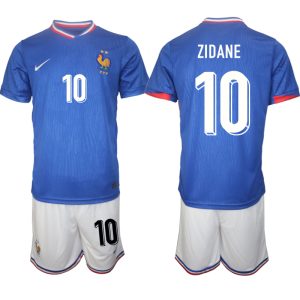 EK 2024 Frankrijk Voetbaltenue 2024/25 Zinedine Zidane #10 Thuis tenue Korte Mouw (+ Korte broeken)