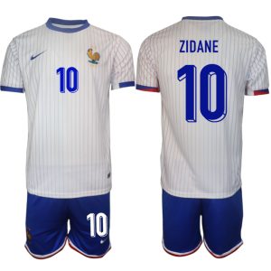 EK 2024 Frankrijk Voetbaltenue 2024/25 Zinedine Zidane #10 Uit tenue Korte Mouw (+ Korte broeken)