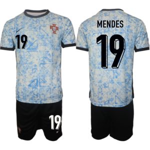 EK 2024 Portugal Voetbaltenue 2024/25 Nuno Mendes #19 Uit tenue Korte Mouw (+ Korte broeken)