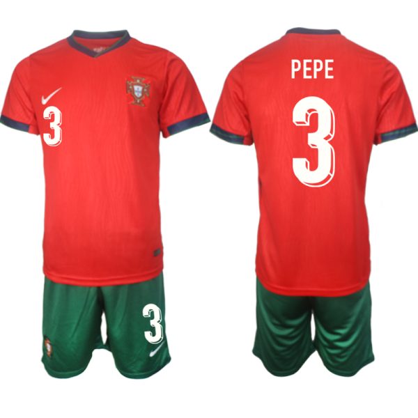 EK 2024 Portugal Voetbaltenue 2024/25 Pepe #3 Thuis tenue Korte Mouw (+ Korte broeken)
