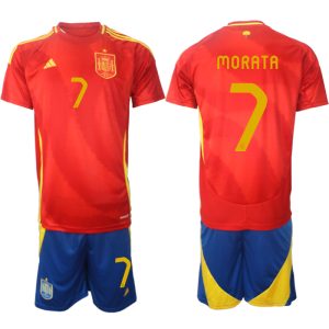 EK 2024 Spanje Voetbaltenue 2024/25 Alvaro Morata #7 Thuis tenue Korte Mouw (+ Korte broeken)