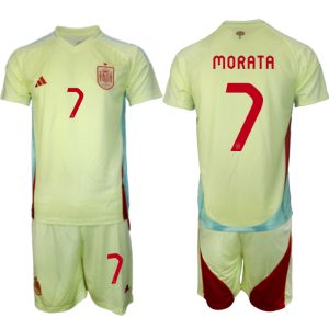 EK 2024 Spanje Voetbaltenue 2024/25 Alvaro Morata #7 Uit tenue Korte Mouw (+ Korte broeken)