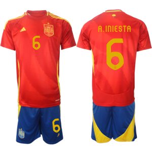 EK 2024 Spanje Voetbaltenue 2024/25 Andres Iniesta #6 Thuis tenue Korte Mouw (+ Korte broeken)