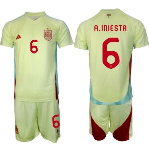 EK 2024 Spanje Voetbaltenue 2024/25 Andres Iniesta #6 Uit tenue Korte Mouw (+ Korte broeken)