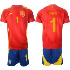 EK 2024 Spanje Voetbaltenue 2024/25 David Raya #1 Thuis tenue Korte Mouw (+ Korte broeken)