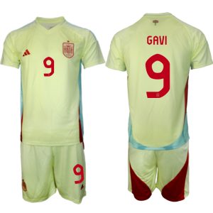 EK 2024 Spanje Voetbaltenue 2024/25 Gavi #9 Uit tenue Korte Mouw (+ Korte broeken)