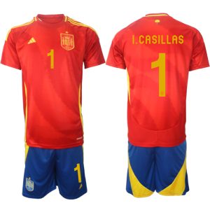 EK 2024 Spanje Voetbaltenue 2024/25 Iker Casillas #1 Thuis tenue Korte Mouw (+ Korte broeken)