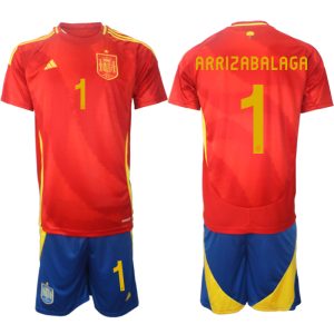 EK 2024 Spanje Voetbaltenue 2024/25 Kepa Arrizabalaga #1 Thuis tenue Korte Mouw (+ Korte broeken)