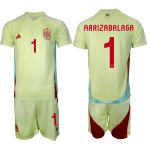EK 2024 Spanje Voetbaltenue 2024/25 Kepa Arrizabalaga #1 Uit tenue Korte Mouw (+ Korte broeken)