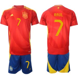 EK 2024 Spanje Voetbaltenue 2024/25 Raul #7 Thuis tenue Korte Mouw (+ Korte broeken)