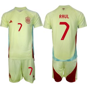 EK 2024 Spanje Voetbaltenue 2024/25 Raul #7 Uit tenue Korte Mouw (+ Korte broeken)