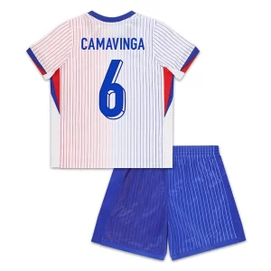 Kids EK 2024 Frankrijk Voetbalshirts Eduardo Camavinga #6 Uit tenue Korte Mouw (+ Korte broeken)