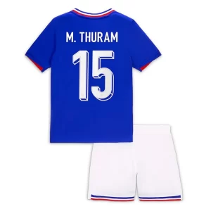 Kids EK 2024 Frankrijk Voetbalshirts Marcus Thuram #15 Thuis tenue Korte Mouw (+ Korte broeken)