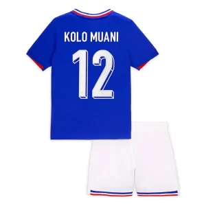 Kids EK 2024 Frankrijk Voetbalshirts Randal Kolo Muani #12 Thuis tenue Korte Mouw (+ Korte broeken)