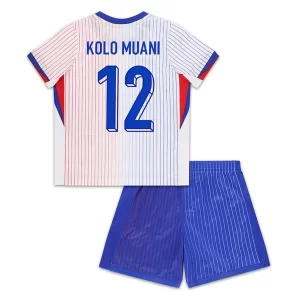 Kids EK 2024 Frankrijk Voetbalshirts Randal Kolo Muani #12 Uit tenue Korte Mouw (+ Korte broeken)
