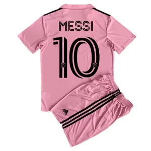 Kids Inter Miami CF Voetbalshirts Lionel Messi #10 Thuis tenue Korte Mouw (+ Korte broeken)
